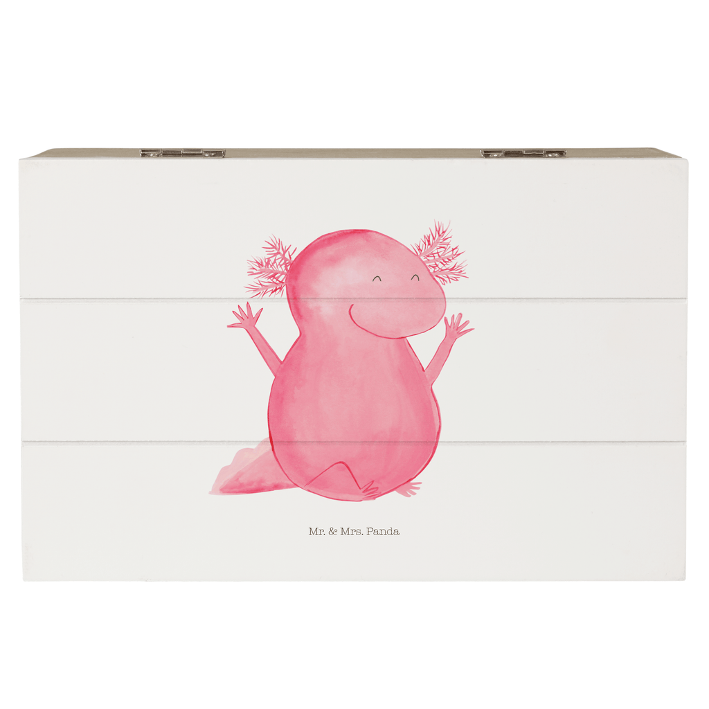 Holzkiste Axolotl Hurra Axolotl, Axolot, Schwanzlurch, Lurch, Lurche, fröhlich, Spaß, Freude, Motivation, Zufriedenheit Holzkiste, Kiste, Schatzkiste, Truhe, Schatulle, XXL,  Erinnerungsbox, Erinnerungskiste, Dekokiste, Aufbewahrungsbox  Axolotl, Molch