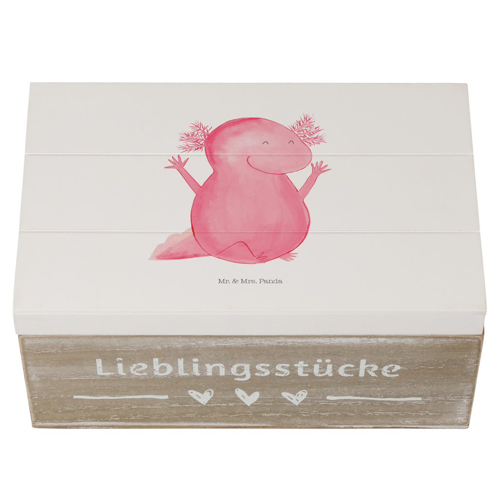 Holzkiste Axolotl Hurra Axolotl, Axolot, Schwanzlurch, Lurch, Lurche, fröhlich, Spaß, Freude, Motivation, Zufriedenheit Holzkiste, Kiste, Schatzkiste, Truhe, Schatulle, XXL,  Erinnerungsbox, Erinnerungskiste, Dekokiste, Aufbewahrungsbox  Axolotl, Molch