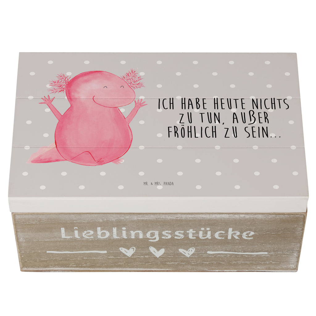Holzkiste Axolotl Hurra Axolotl, Axolot, Schwanzlurch, Lurch, Lurche, fröhlich, Spaß, Freude, Motivation, Zufriedenheit Holzkiste, Kiste, Schatzkiste, Truhe, Schatulle, XXL,  Erinnerungsbox, Erinnerungskiste, Dekokiste, Aufbewahrungsbox  Axolotl, Molch