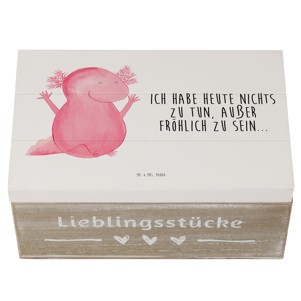 Holzkiste Axolotl Hurra Axolotl, Axolot, Schwanzlurch, Lurch, Lurche, fröhlich, Spaß, Freude, Motivation, Zufriedenheit Holzkiste, Kiste, Schatzkiste, Truhe, Schatulle, XXL,  Erinnerungsbox, Erinnerungskiste, Dekokiste, Aufbewahrungsbox  Axolotl, Molch
