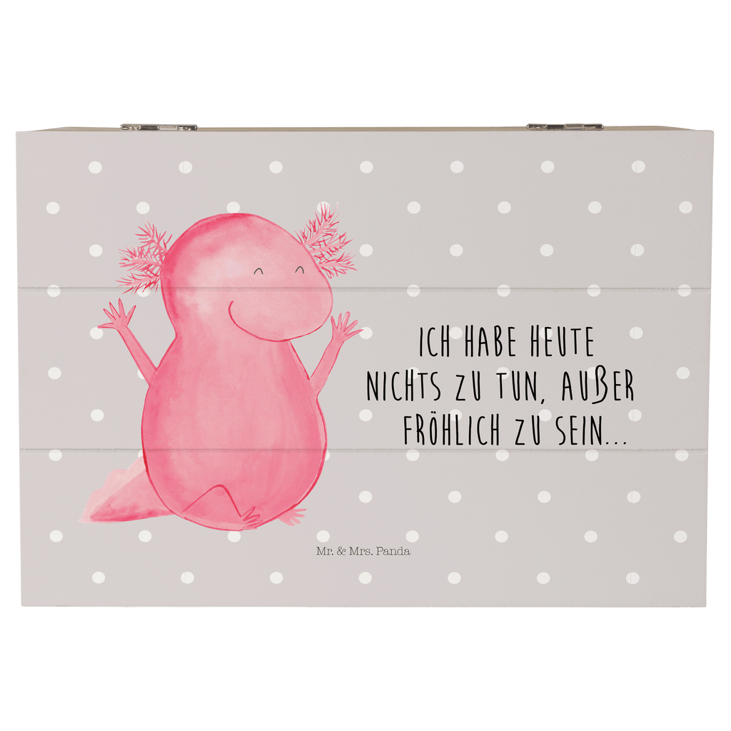 Holzkiste Axolotl Hurra Axolotl, Axolot, Schwanzlurch, Lurch, Lurche, fröhlich, Spaß, Freude, Motivation, Zufriedenheit Holzkiste, Kiste, Schatzkiste, Truhe, Schatulle, XXL,  Erinnerungsbox, Erinnerungskiste, Dekokiste, Aufbewahrungsbox  Axolotl, Molch
