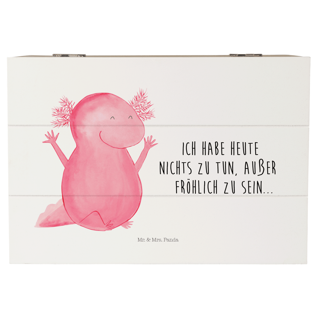 Holzkiste Axolotl Hurra Axolotl, Axolot, Schwanzlurch, Lurch, Lurche, fröhlich, Spaß, Freude, Motivation, Zufriedenheit Holzkiste, Kiste, Schatzkiste, Truhe, Schatulle, XXL,  Erinnerungsbox, Erinnerungskiste, Dekokiste, Aufbewahrungsbox  Axolotl, Molch