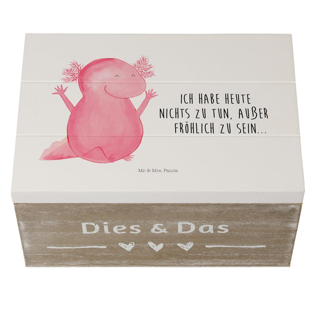 Holzkiste Axolotl Hurra Axolotl, Axolot, Schwanzlurch, Lurch, Lurche, fröhlich, Spaß, Freude, Motivation, Zufriedenheit Holzkiste, Kiste, Schatzkiste, Truhe, Schatulle, XXL,  Erinnerungsbox, Erinnerungskiste, Dekokiste, Aufbewahrungsbox  Axolotl, Molch