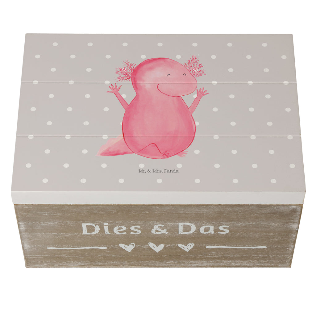 Holzkiste Axolotl Hurra Axolotl, Axolot, Schwanzlurch, Lurch, Lurche, fröhlich, Spaß, Freude, Motivation, Zufriedenheit Holzkiste, Kiste, Schatzkiste, Truhe, Schatulle, XXL,  Erinnerungsbox, Erinnerungskiste, Dekokiste, Aufbewahrungsbox  Axolotl, Molch