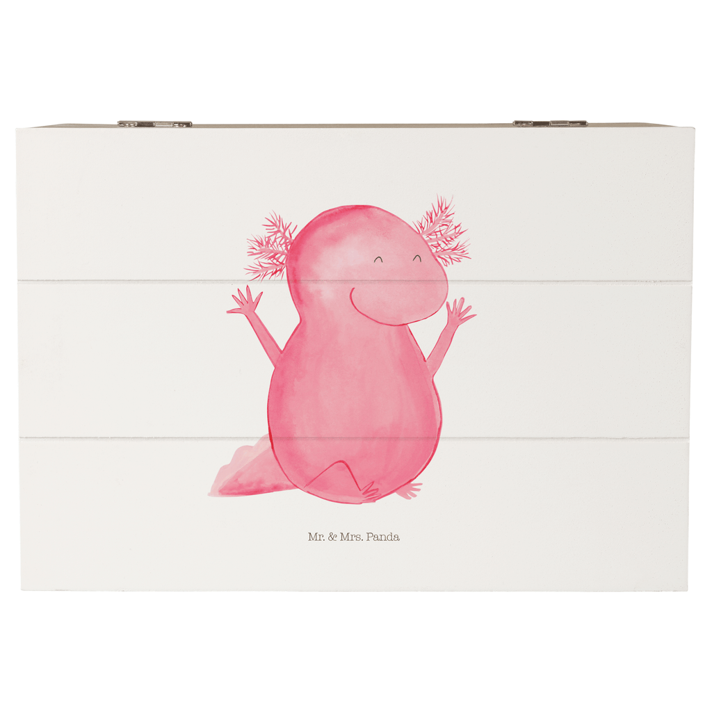 Holzkiste Axolotl Hurra Axolotl, Axolot, Schwanzlurch, Lurch, Lurche, fröhlich, Spaß, Freude, Motivation, Zufriedenheit Holzkiste, Kiste, Schatzkiste, Truhe, Schatulle, XXL,  Erinnerungsbox, Erinnerungskiste, Dekokiste, Aufbewahrungsbox  Axolotl, Molch