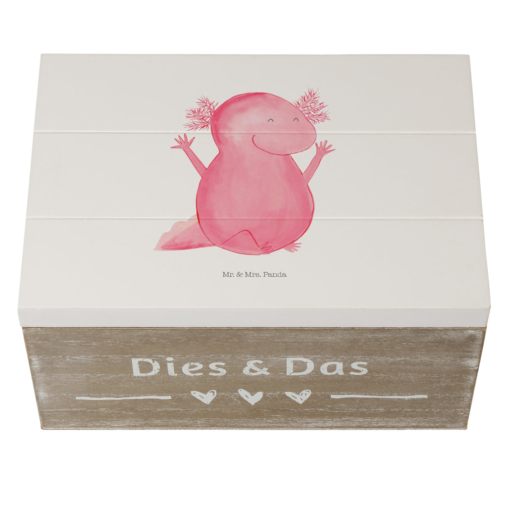 Holzkiste Axolotl Hurra Axolotl, Axolot, Schwanzlurch, Lurch, Lurche, fröhlich, Spaß, Freude, Motivation, Zufriedenheit Holzkiste, Kiste, Schatzkiste, Truhe, Schatulle, XXL,  Erinnerungsbox, Erinnerungskiste, Dekokiste, Aufbewahrungsbox  Axolotl, Molch