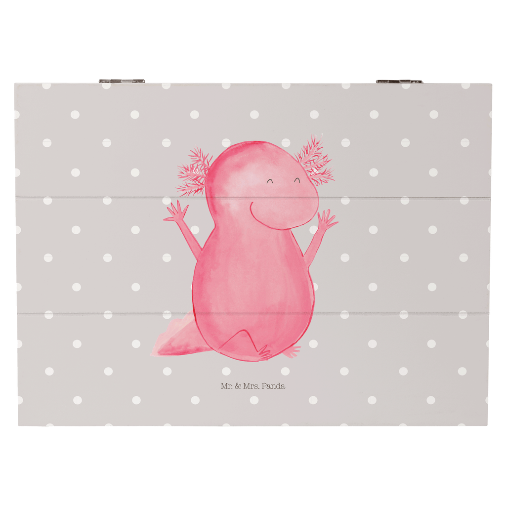Holzkiste Axolotl Hurra Axolotl, Axolot, Schwanzlurch, Lurch, Lurche, fröhlich, Spaß, Freude, Motivation, Zufriedenheit Holzkiste, Kiste, Schatzkiste, Truhe, Schatulle, XXL,  Erinnerungsbox, Erinnerungskiste, Dekokiste, Aufbewahrungsbox  Axolotl, Molch