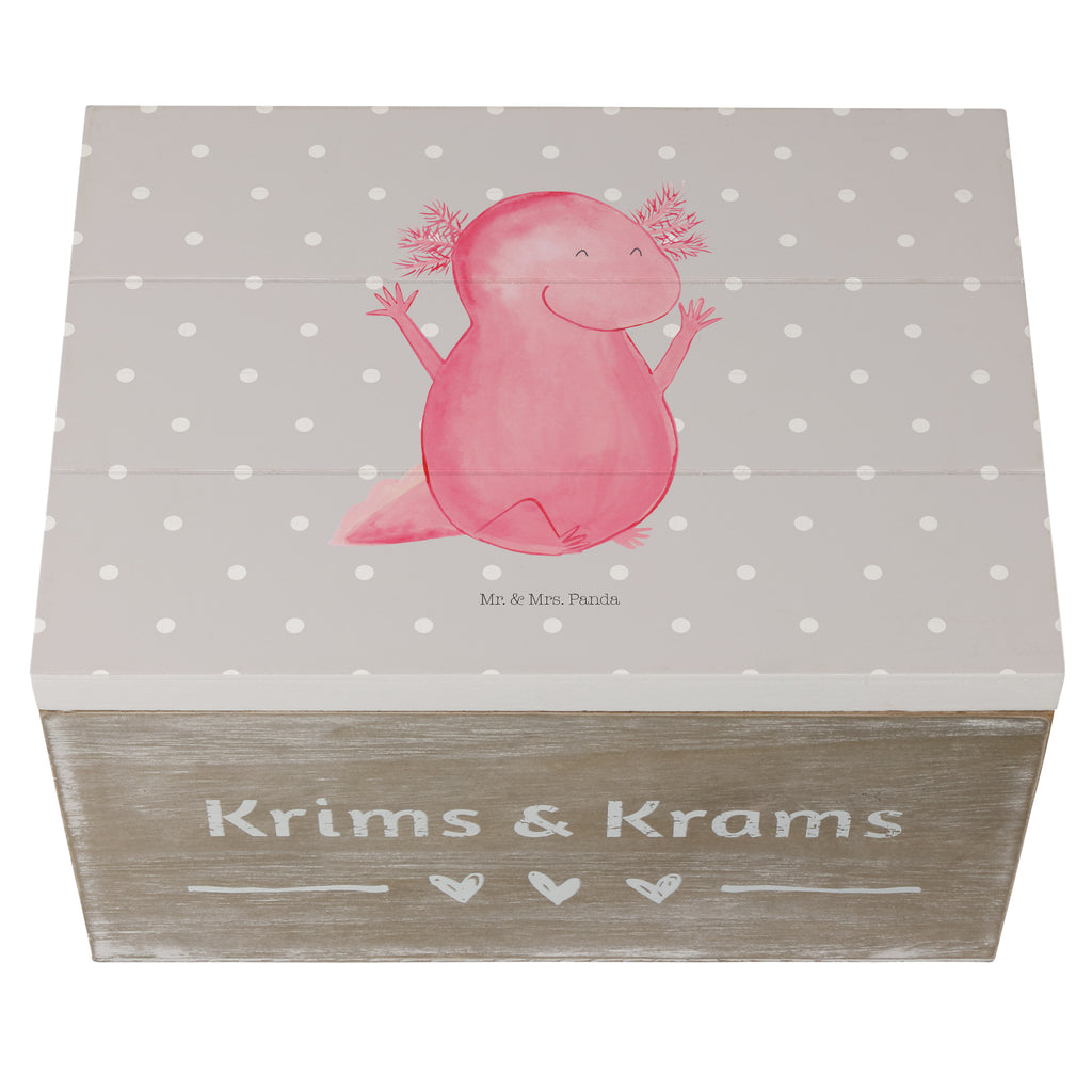 Holzkiste Axolotl Hurra Axolotl, Axolot, Schwanzlurch, Lurch, Lurche, fröhlich, Spaß, Freude, Motivation, Zufriedenheit Holzkiste, Kiste, Schatzkiste, Truhe, Schatulle, XXL,  Erinnerungsbox, Erinnerungskiste, Dekokiste, Aufbewahrungsbox  Axolotl, Molch