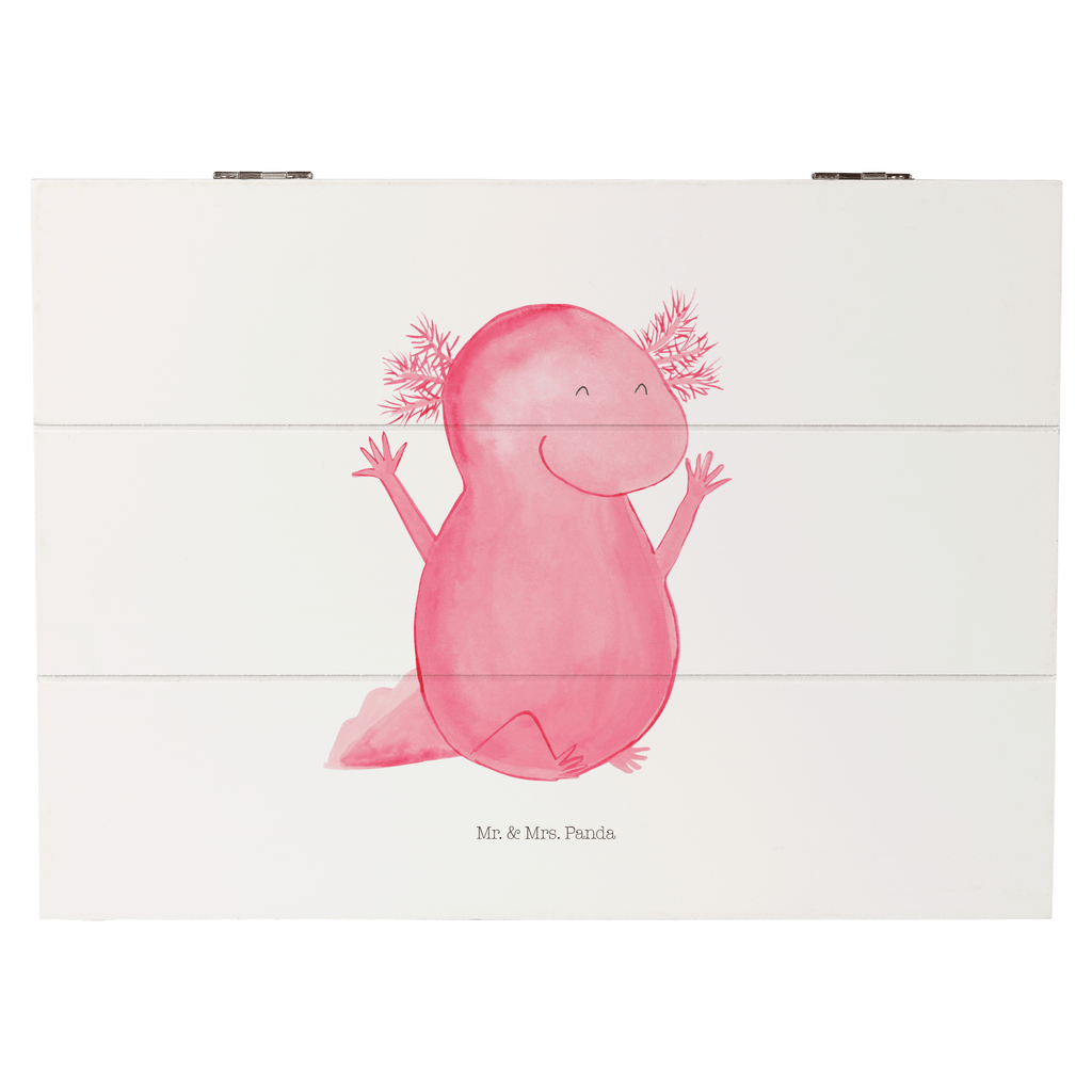Holzkiste Axolotl Hurra Axolotl, Axolot, Schwanzlurch, Lurch, Lurche, fröhlich, Spaß, Freude, Motivation, Zufriedenheit Holzkiste, Kiste, Schatzkiste, Truhe, Schatulle, XXL,  Erinnerungsbox, Erinnerungskiste, Dekokiste, Aufbewahrungsbox  Axolotl, Molch
