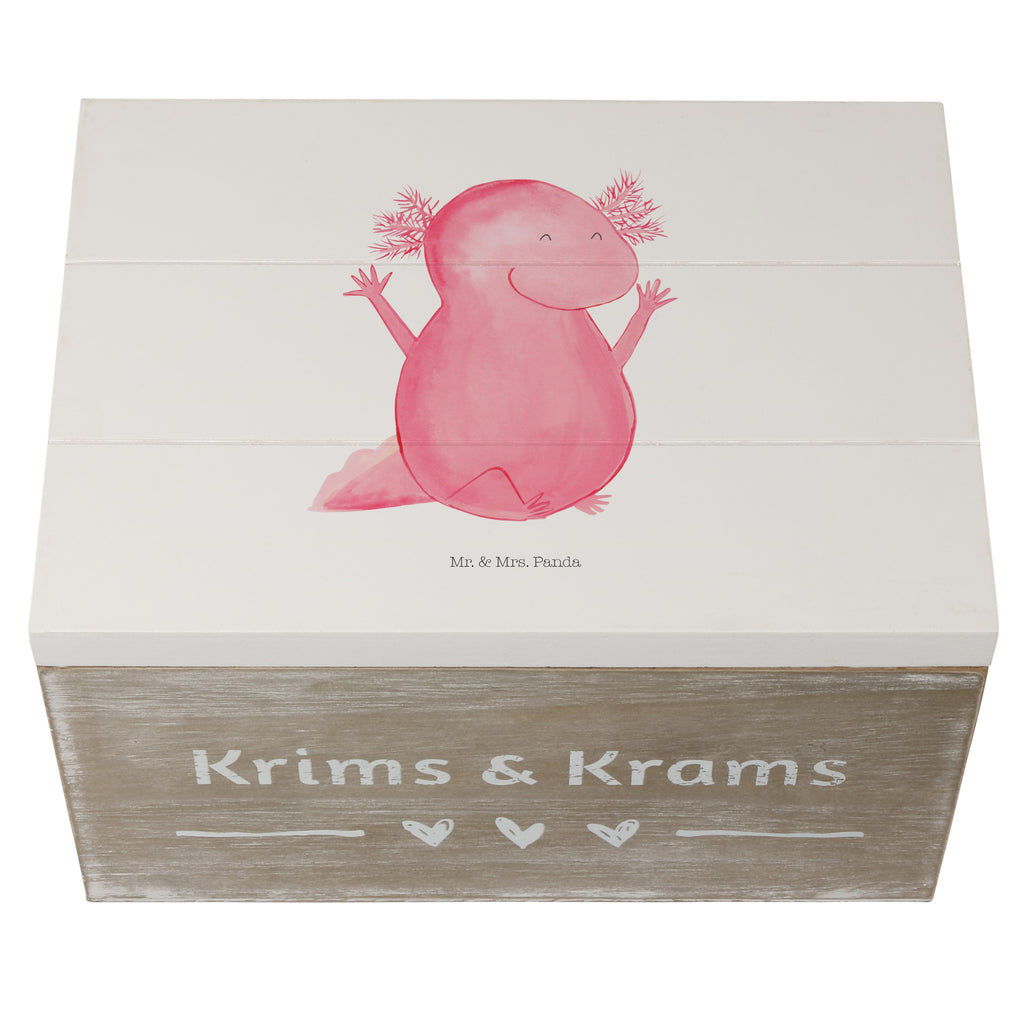 Holzkiste Axolotl Hurra Axolotl, Axolot, Schwanzlurch, Lurch, Lurche, fröhlich, Spaß, Freude, Motivation, Zufriedenheit Holzkiste, Kiste, Schatzkiste, Truhe, Schatulle, XXL,  Erinnerungsbox, Erinnerungskiste, Dekokiste, Aufbewahrungsbox  Axolotl, Molch