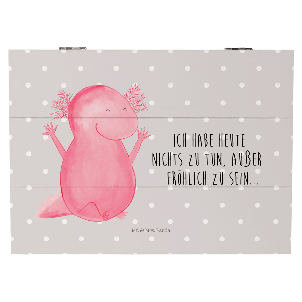Holzkiste Axolotl Hurra Axolotl, Axolot, Schwanzlurch, Lurch, Lurche, fröhlich, Spaß, Freude, Motivation, Zufriedenheit Holzkiste, Kiste, Schatzkiste, Truhe, Schatulle, XXL,  Erinnerungsbox, Erinnerungskiste, Dekokiste, Aufbewahrungsbox  Axolotl, Molch