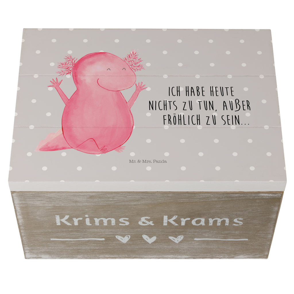 Holzkiste Axolotl Hurra Axolotl, Axolot, Schwanzlurch, Lurch, Lurche, fröhlich, Spaß, Freude, Motivation, Zufriedenheit Holzkiste, Kiste, Schatzkiste, Truhe, Schatulle, XXL,  Erinnerungsbox, Erinnerungskiste, Dekokiste, Aufbewahrungsbox  Axolotl, Molch