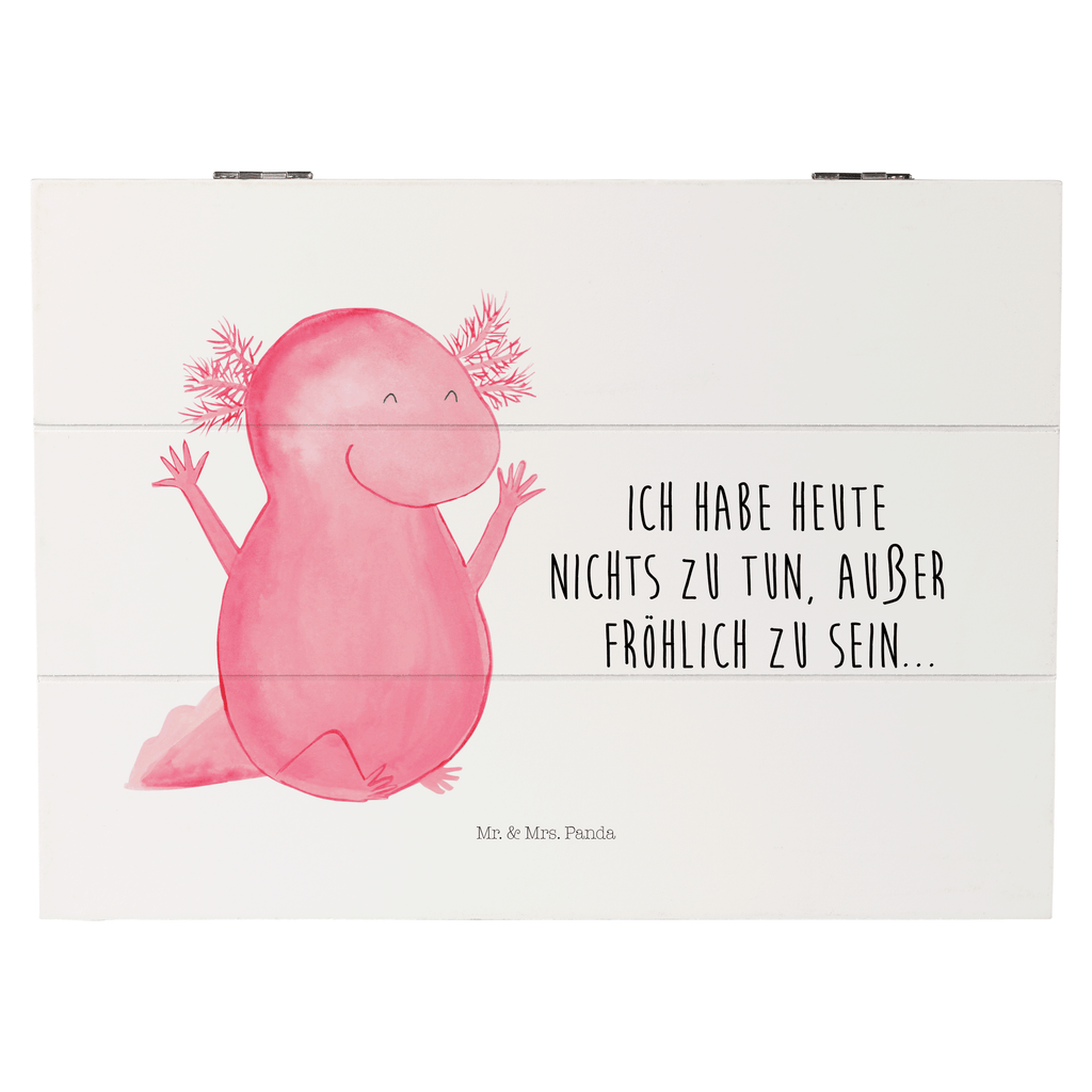 Holzkiste Axolotl Hurra Axolotl, Axolot, Schwanzlurch, Lurch, Lurche, fröhlich, Spaß, Freude, Motivation, Zufriedenheit Holzkiste, Kiste, Schatzkiste, Truhe, Schatulle, XXL,  Erinnerungsbox, Erinnerungskiste, Dekokiste, Aufbewahrungsbox  Axolotl, Molch