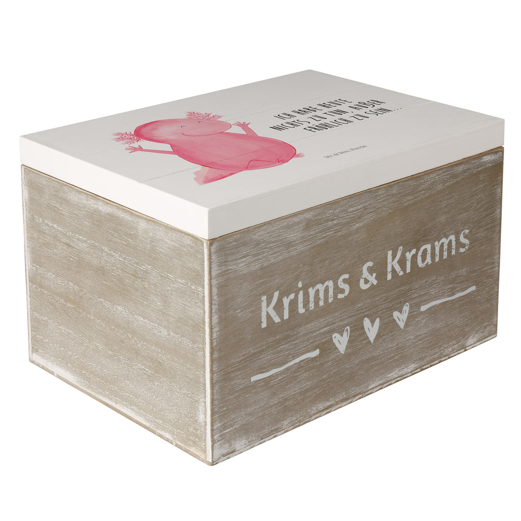 Holzkiste Axolotl Hurra Axolotl, Axolot, Schwanzlurch, Lurch, Lurche, fröhlich, Spaß, Freude, Motivation, Zufriedenheit Holzkiste, Kiste, Schatzkiste, Truhe, Schatulle, XXL,  Erinnerungsbox, Erinnerungskiste, Dekokiste, Aufbewahrungsbox  Axolotl, Molch