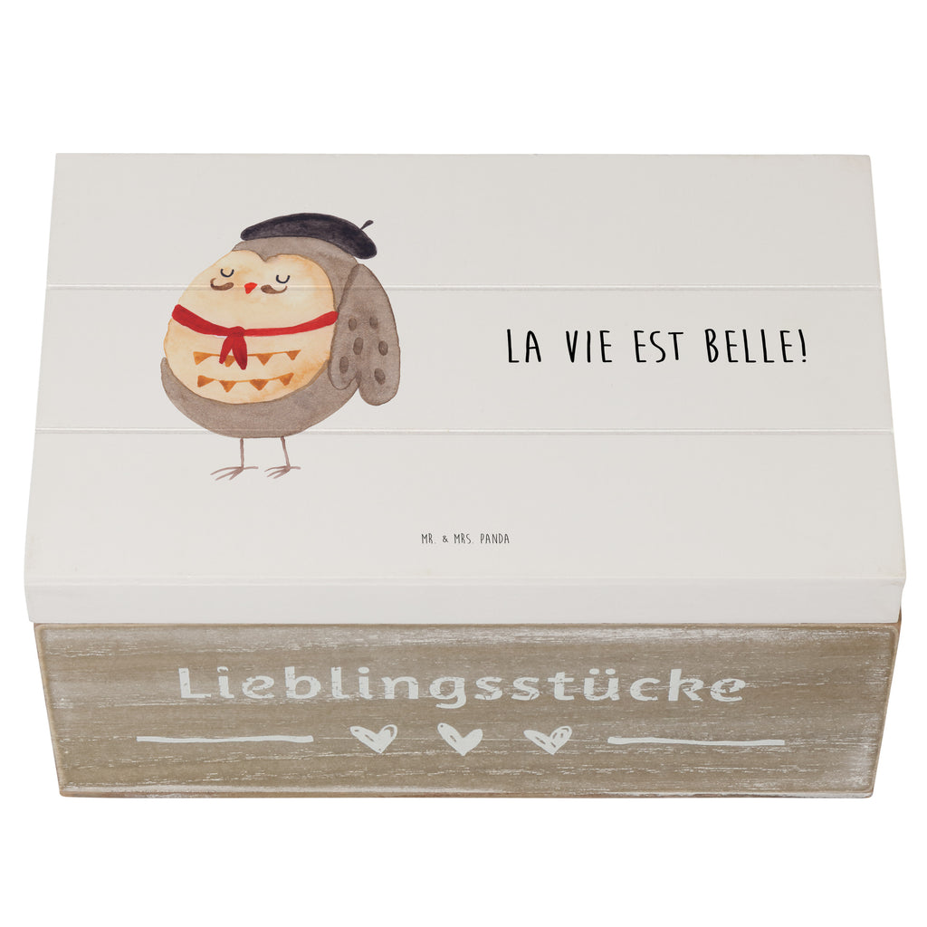 Holzkiste Eule Französisch Holzkiste, Kiste, Schatzkiste, Truhe, Schatulle, XXL, Erinnerungsbox, Erinnerungskiste, Dekokiste, Aufbewahrungsbox, Eule, Eulen, Eule Deko, Owl, hibou, La vie est belle, das Leben ist schön, Spruch schön, Spruch Französisch, Frankreich