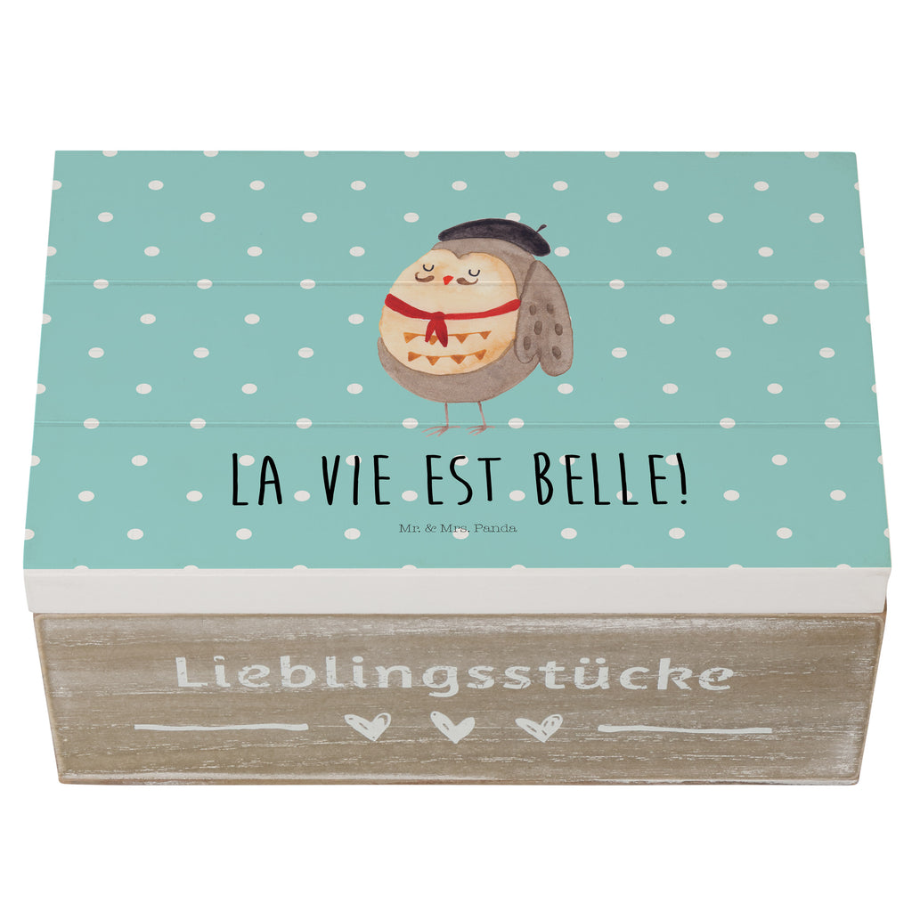 Holzkiste Eule Französisch Holzkiste, Kiste, Schatzkiste, Truhe, Schatulle, XXL, Erinnerungsbox, Erinnerungskiste, Dekokiste, Aufbewahrungsbox, Eule, Eulen, Eule Deko, Owl, hibou, La vie est belle, das Leben ist schön, Spruch schön, Spruch Französisch, Frankreich