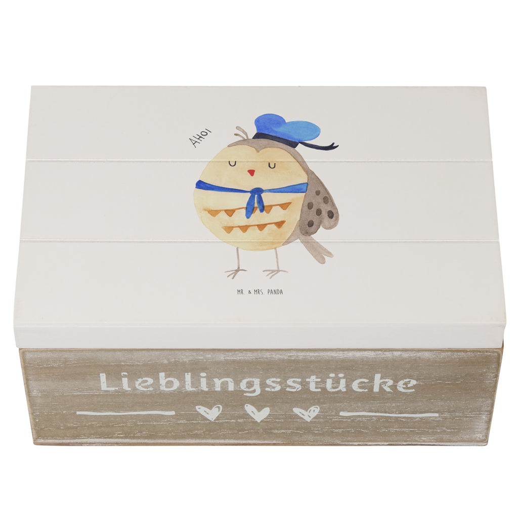 Holzkiste Eule Matrosen Holzkiste, Kiste, Schatzkiste, Truhe, Schatulle, XXL, Erinnerungsbox, Erinnerungskiste, Dekokiste, Aufbewahrungsbox, Eule, Eule Spruch, Eule Deko, Owl, Wortspiel lustig, Matrose, Freundin, Ehe, Seefahrer, Heimathafen, Hochzeitstag Geschenk