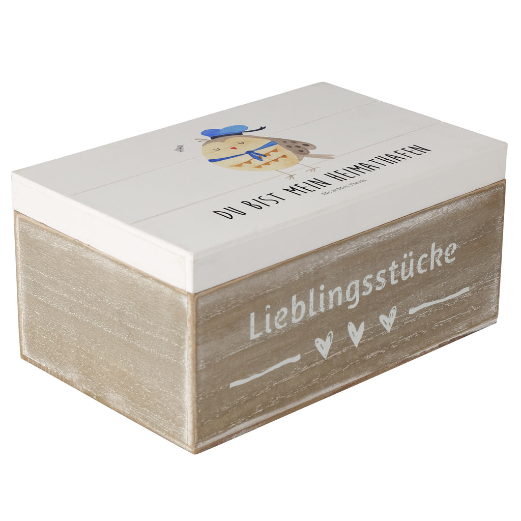 Holzkiste Eule Matrosen Holzkiste, Kiste, Schatzkiste, Truhe, Schatulle, XXL, Erinnerungsbox, Erinnerungskiste, Dekokiste, Aufbewahrungsbox, Eule, Eule Spruch, Eule Deko, Owl, Wortspiel lustig, Matrose, Freundin, Ehe, Seefahrer, Heimathafen, Hochzeitstag Geschenk