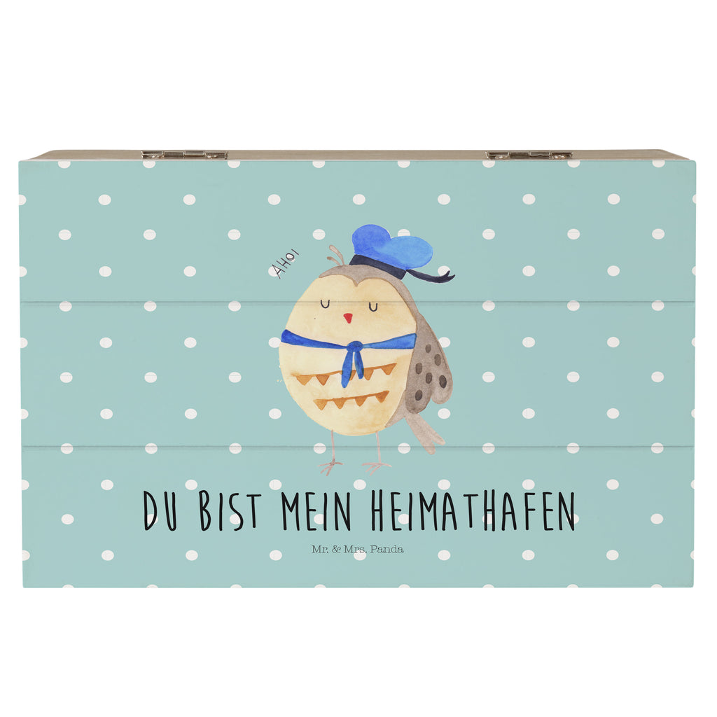 Holzkiste Eule Matrosen Holzkiste, Kiste, Schatzkiste, Truhe, Schatulle, XXL, Erinnerungsbox, Erinnerungskiste, Dekokiste, Aufbewahrungsbox, Eule, Eule Spruch, Eule Deko, Owl, Wortspiel lustig, Matrose, Freundin, Ehe, Seefahrer, Heimathafen, Hochzeitstag Geschenk