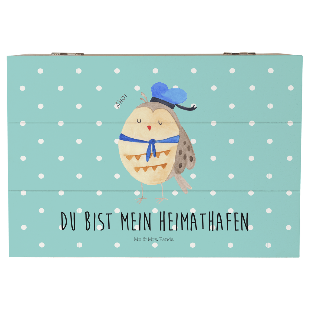 Holzkiste Eule Matrosen Holzkiste, Kiste, Schatzkiste, Truhe, Schatulle, XXL, Erinnerungsbox, Erinnerungskiste, Dekokiste, Aufbewahrungsbox, Eule, Eule Spruch, Eule Deko, Owl, Wortspiel lustig, Matrose, Freundin, Ehe, Seefahrer, Heimathafen, Hochzeitstag Geschenk