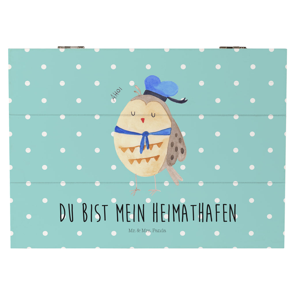 Holzkiste Eule Matrosen Holzkiste, Kiste, Schatzkiste, Truhe, Schatulle, XXL, Erinnerungsbox, Erinnerungskiste, Dekokiste, Aufbewahrungsbox, Eule, Eule Spruch, Eule Deko, Owl, Wortspiel lustig, Matrose, Freundin, Ehe, Seefahrer, Heimathafen, Hochzeitstag Geschenk