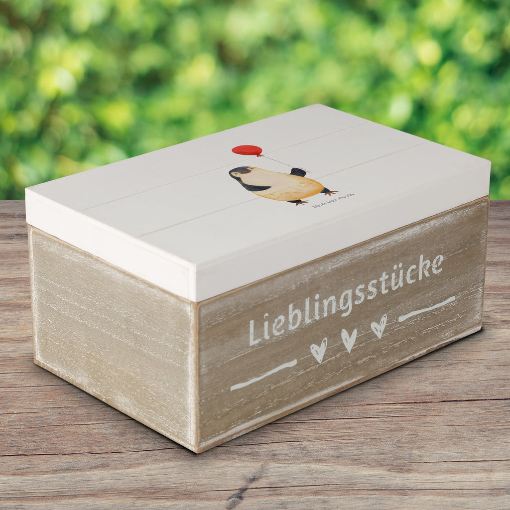 Holzkiste Pinguin Luftballon Holzkiste, Kiste, Schatzkiste, Truhe, Schatulle, XXL, Erinnerungsbox, Erinnerungskiste, Dekokiste, Aufbewahrungsbox, Pinguin, Pinguine, Luftballon, Tagträume, Lebenslust, Geschenk Freundin, Geschenkidee, beste Freundin, Motivation, Neustart, neues Leben, Liebe, Glück