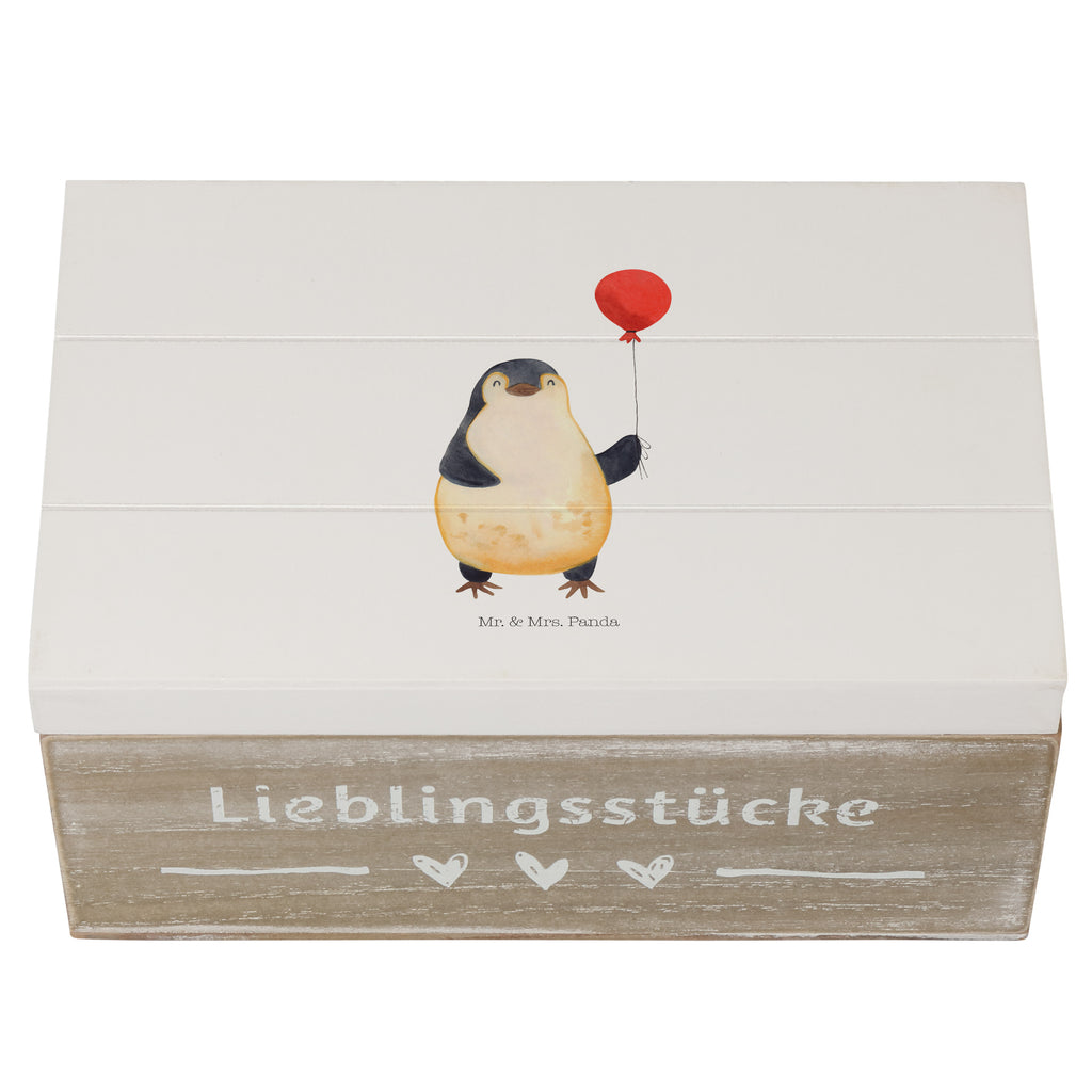 Holzkiste Pinguin Luftballon Holzkiste, Kiste, Schatzkiste, Truhe, Schatulle, XXL, Erinnerungsbox, Erinnerungskiste, Dekokiste, Aufbewahrungsbox, Pinguin, Pinguine, Luftballon, Tagträume, Lebenslust, Geschenk Freundin, Geschenkidee, beste Freundin, Motivation, Neustart, neues Leben, Liebe, Glück