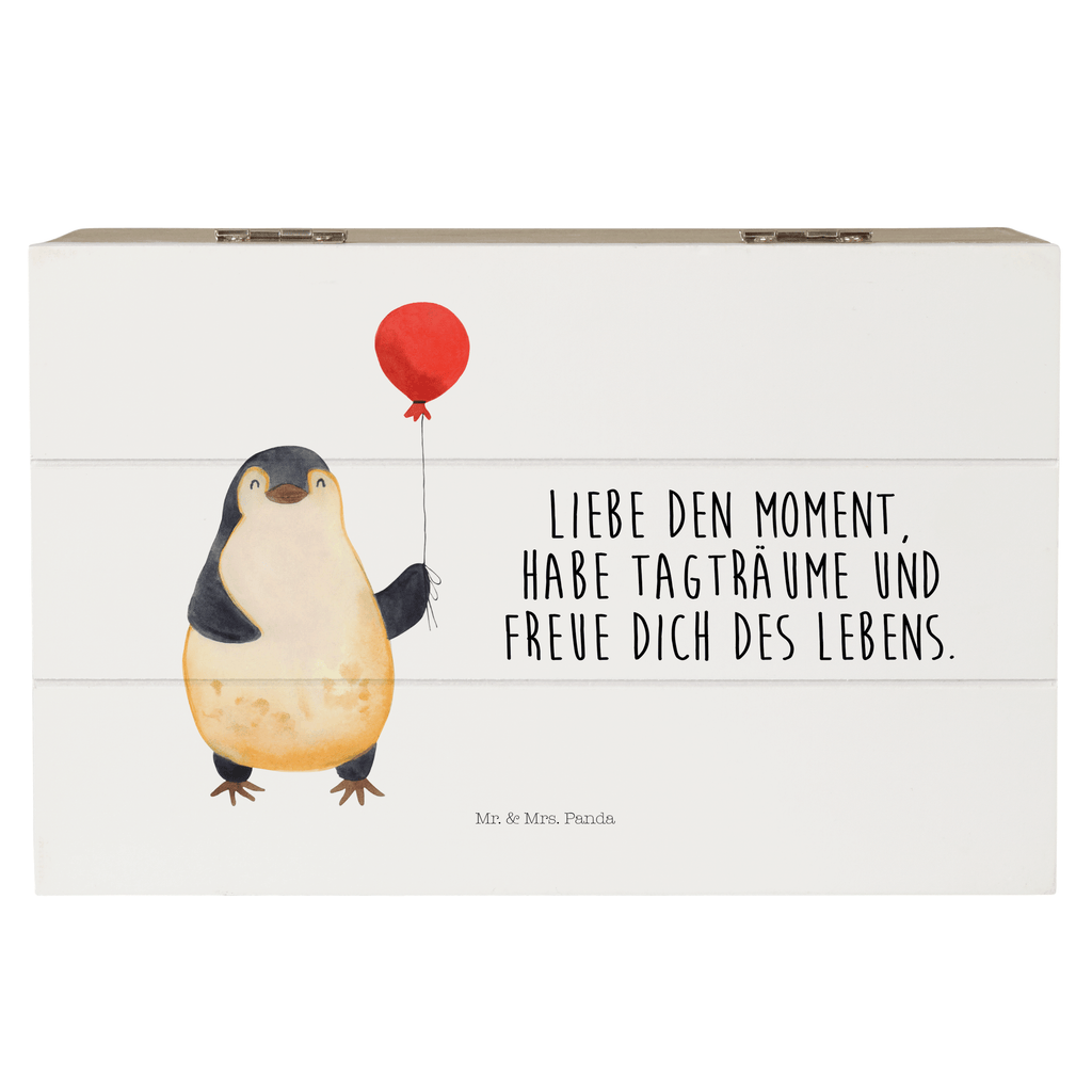 Holzkiste Pinguin Luftballon Holzkiste, Kiste, Schatzkiste, Truhe, Schatulle, XXL, Erinnerungsbox, Erinnerungskiste, Dekokiste, Aufbewahrungsbox, Pinguin, Pinguine, Luftballon, Tagträume, Lebenslust, Geschenk Freundin, Geschenkidee, beste Freundin, Motivation, Neustart, neues Leben, Liebe, Glück