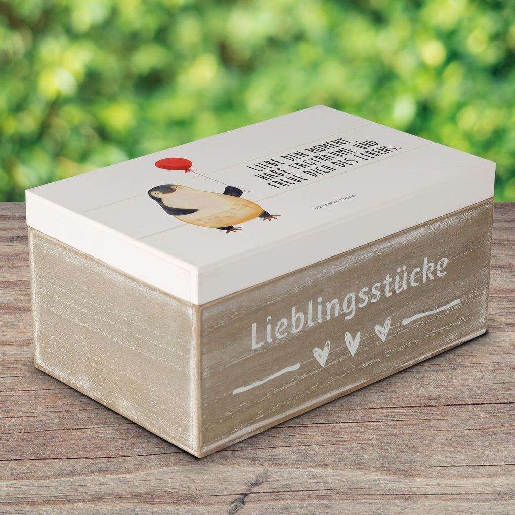 Holzkiste Pinguin Luftballon Holzkiste, Kiste, Schatzkiste, Truhe, Schatulle, XXL, Erinnerungsbox, Erinnerungskiste, Dekokiste, Aufbewahrungsbox, Pinguin, Pinguine, Luftballon, Tagträume, Lebenslust, Geschenk Freundin, Geschenkidee, beste Freundin, Motivation, Neustart, neues Leben, Liebe, Glück