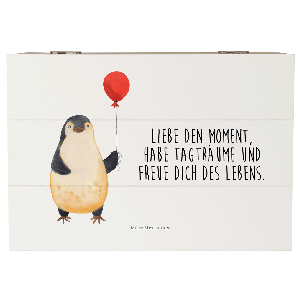 Holzkiste Pinguin Luftballon Holzkiste, Kiste, Schatzkiste, Truhe, Schatulle, XXL, Erinnerungsbox, Erinnerungskiste, Dekokiste, Aufbewahrungsbox, Pinguin, Pinguine, Luftballon, Tagträume, Lebenslust, Geschenk Freundin, Geschenkidee, beste Freundin, Motivation, Neustart, neues Leben, Liebe, Glück
