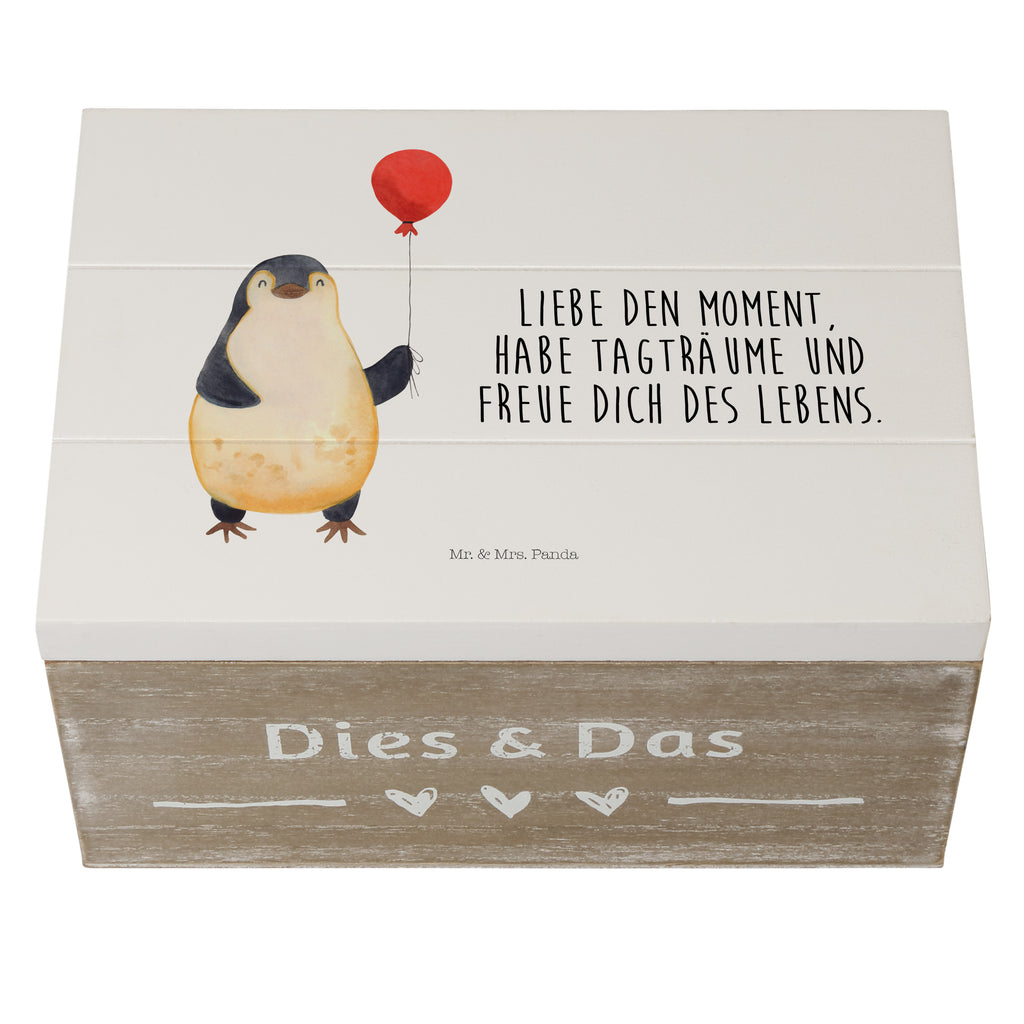 Holzkiste Pinguin Luftballon Holzkiste, Kiste, Schatzkiste, Truhe, Schatulle, XXL, Erinnerungsbox, Erinnerungskiste, Dekokiste, Aufbewahrungsbox, Pinguin, Pinguine, Luftballon, Tagträume, Lebenslust, Geschenk Freundin, Geschenkidee, beste Freundin, Motivation, Neustart, neues Leben, Liebe, Glück