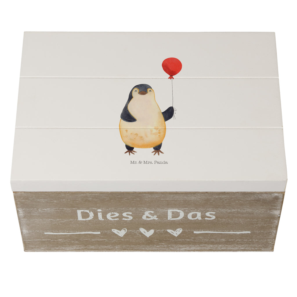 Holzkiste Pinguin Luftballon Holzkiste, Kiste, Schatzkiste, Truhe, Schatulle, XXL, Erinnerungsbox, Erinnerungskiste, Dekokiste, Aufbewahrungsbox, Pinguin, Pinguine, Luftballon, Tagträume, Lebenslust, Geschenk Freundin, Geschenkidee, beste Freundin, Motivation, Neustart, neues Leben, Liebe, Glück
