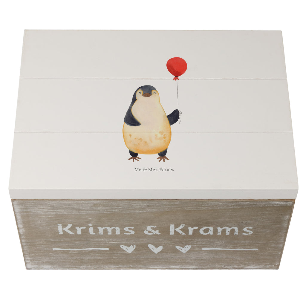 Holzkiste Pinguin Luftballon Holzkiste, Kiste, Schatzkiste, Truhe, Schatulle, XXL, Erinnerungsbox, Erinnerungskiste, Dekokiste, Aufbewahrungsbox, Pinguin, Pinguine, Luftballon, Tagträume, Lebenslust, Geschenk Freundin, Geschenkidee, beste Freundin, Motivation, Neustart, neues Leben, Liebe, Glück
