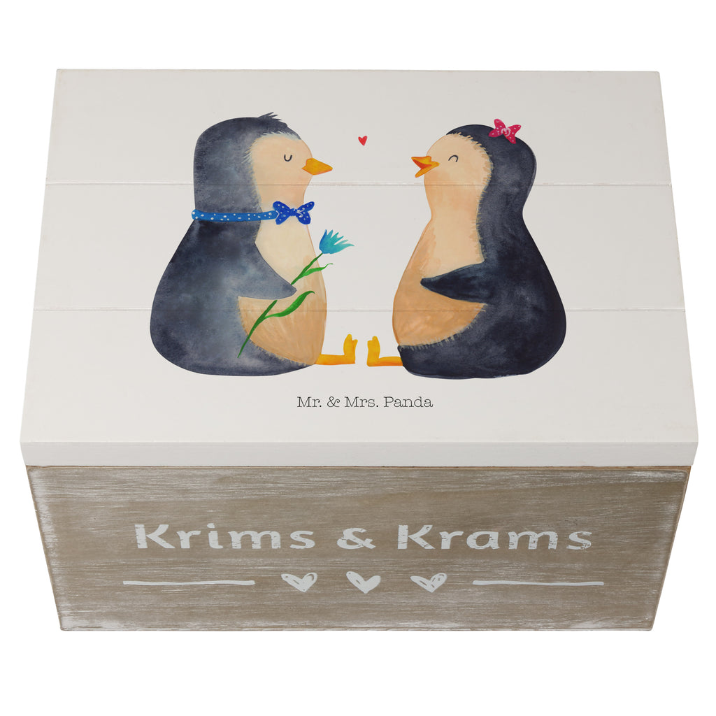 Holzkiste Pinguin Pärchen Holzkiste, Kiste, Schatzkiste, Truhe, Schatulle, XXL, Erinnerungsbox, Erinnerungskiste, Dekokiste, Aufbewahrungsbox, Pinguin, Pinguine, Liebe, Liebespaar, Liebesbeweis, Liebesgeschenk, Verlobung, Jahrestag, Hochzeitstag, Hochzeit, Hochzeitsgeschenk, große Liebe, Traumpaar