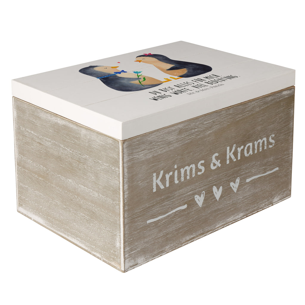 Holzkiste Pinguin Pärchen Holzkiste, Kiste, Schatzkiste, Truhe, Schatulle, XXL, Erinnerungsbox, Erinnerungskiste, Dekokiste, Aufbewahrungsbox, Pinguin, Pinguine, Liebe, Liebespaar, Liebesbeweis, Liebesgeschenk, Verlobung, Jahrestag, Hochzeitstag, Hochzeit, Hochzeitsgeschenk, große Liebe, Traumpaar