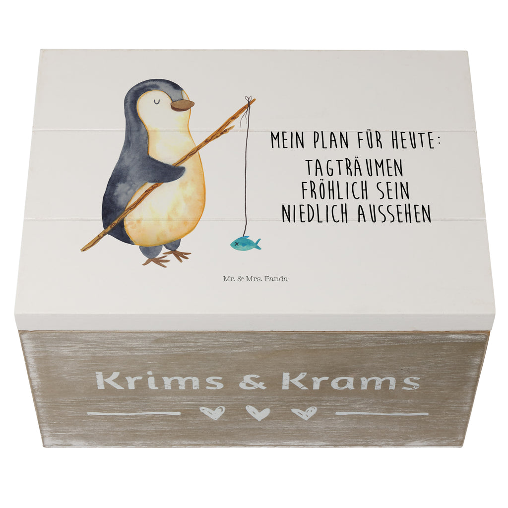 Holzkiste Pinguin Angler Holzkiste, Kiste, Schatzkiste, Truhe, Schatulle, XXL, Erinnerungsbox, Erinnerungskiste, Dekokiste, Aufbewahrungsbox, Pinguin, Pinguine, Angeln, Angler, Tagträume, Hobby, Plan, Planer, Tagesplan, Neustart, Motivation, Geschenk, Freundinnen, Geschenkidee, Urlaub, Wochenende
