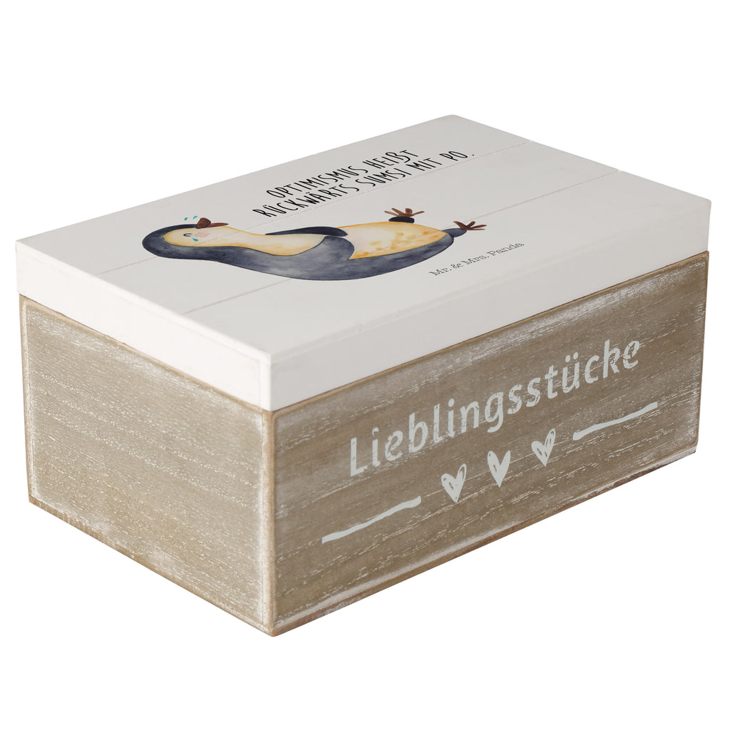 Holzkiste Pinguin lachend Holzkiste, Kiste, Schatzkiste, Truhe, Schatulle, XXL, Erinnerungsbox, Erinnerungskiste, Dekokiste, Aufbewahrungsbox, Pinguin, Pinguine, lustiger Spruch, Optimismus, Fröhlich, Lachen, Humor, Fröhlichkeit