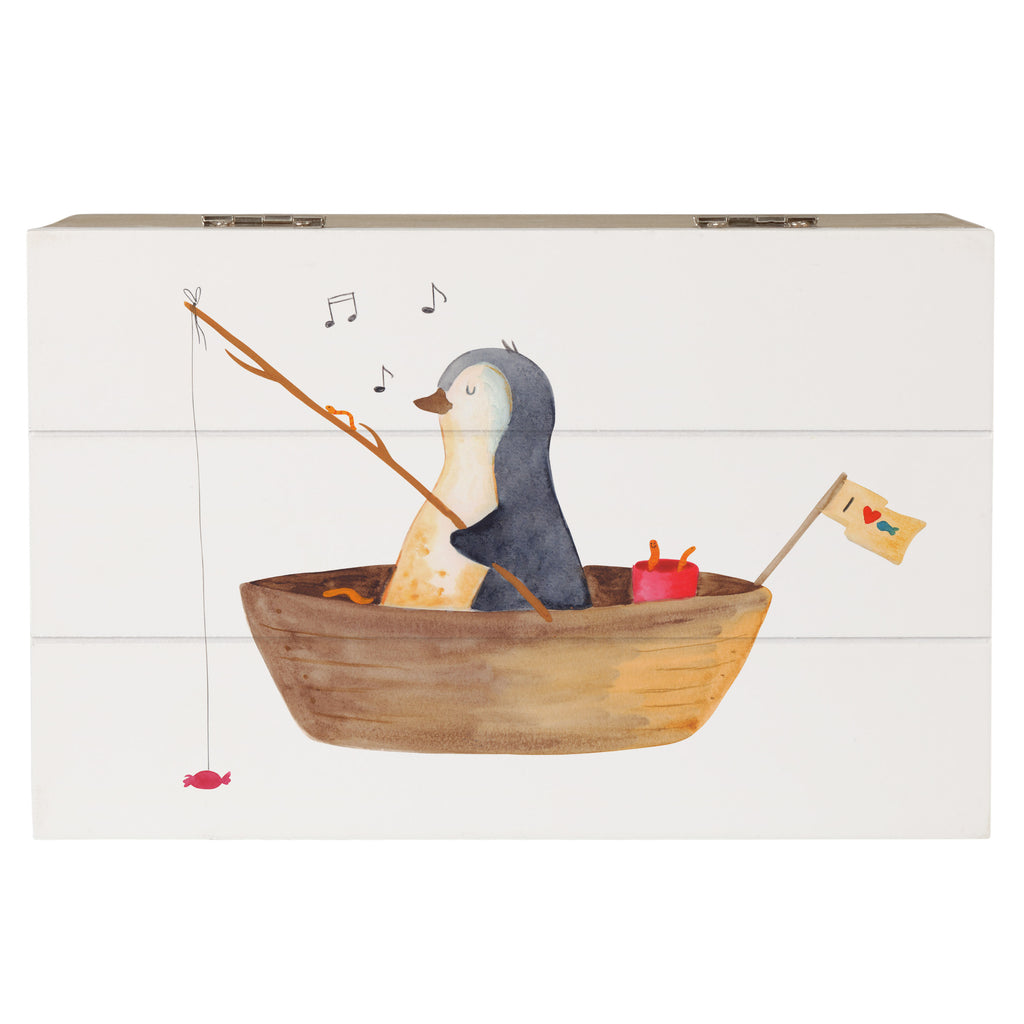 Holzkiste Pinguin Angelboot Holzkiste, Kiste, Schatzkiste, Truhe, Schatulle, XXL, Erinnerungsbox, Erinnerungskiste, Dekokiste, Aufbewahrungsbox, Pinguin, Pinguine, Angeln, Boot, Angelboot, Lebenslust, Leben, genießen, Motivation, Neustart, Neuanfang, Trennung, Scheidung, Geschenkidee Liebeskummer