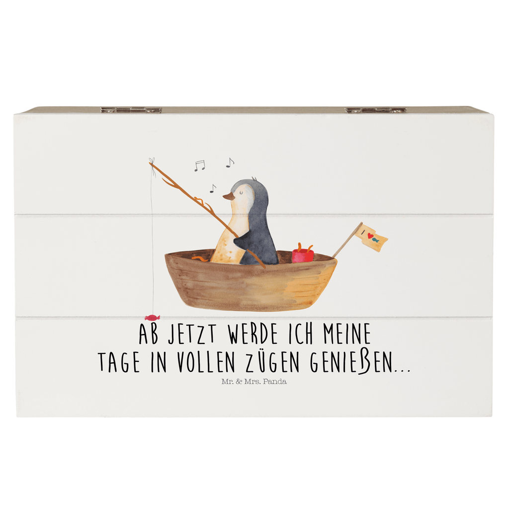 Holzkiste Pinguin Angelboot Holzkiste, Kiste, Schatzkiste, Truhe, Schatulle, XXL, Erinnerungsbox, Erinnerungskiste, Dekokiste, Aufbewahrungsbox, Pinguin, Pinguine, Angeln, Boot, Angelboot, Lebenslust, Leben, genießen, Motivation, Neustart, Neuanfang, Trennung, Scheidung, Geschenkidee Liebeskummer