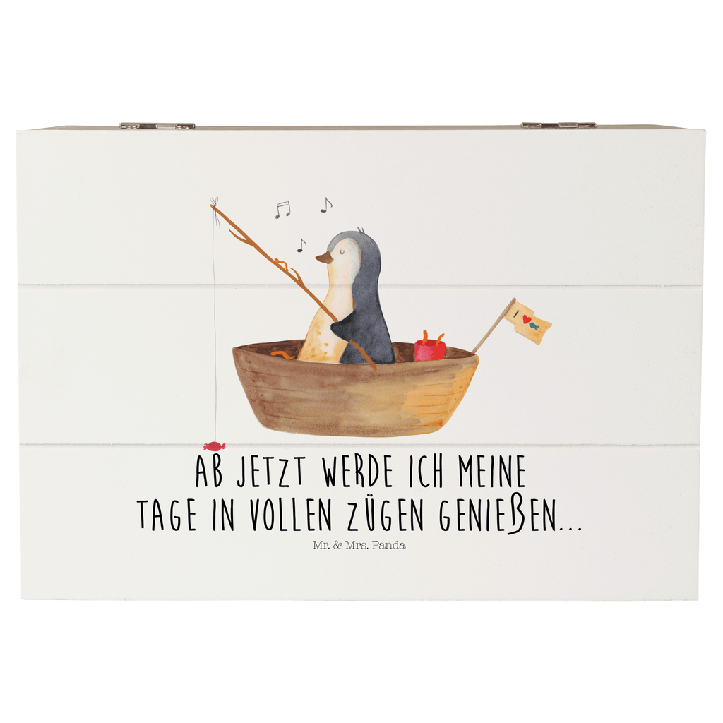 Holzkiste Pinguin Angelboot Holzkiste, Kiste, Schatzkiste, Truhe, Schatulle, XXL, Erinnerungsbox, Erinnerungskiste, Dekokiste, Aufbewahrungsbox, Pinguin, Pinguine, Angeln, Boot, Angelboot, Lebenslust, Leben, genießen, Motivation, Neustart, Neuanfang, Trennung, Scheidung, Geschenkidee Liebeskummer