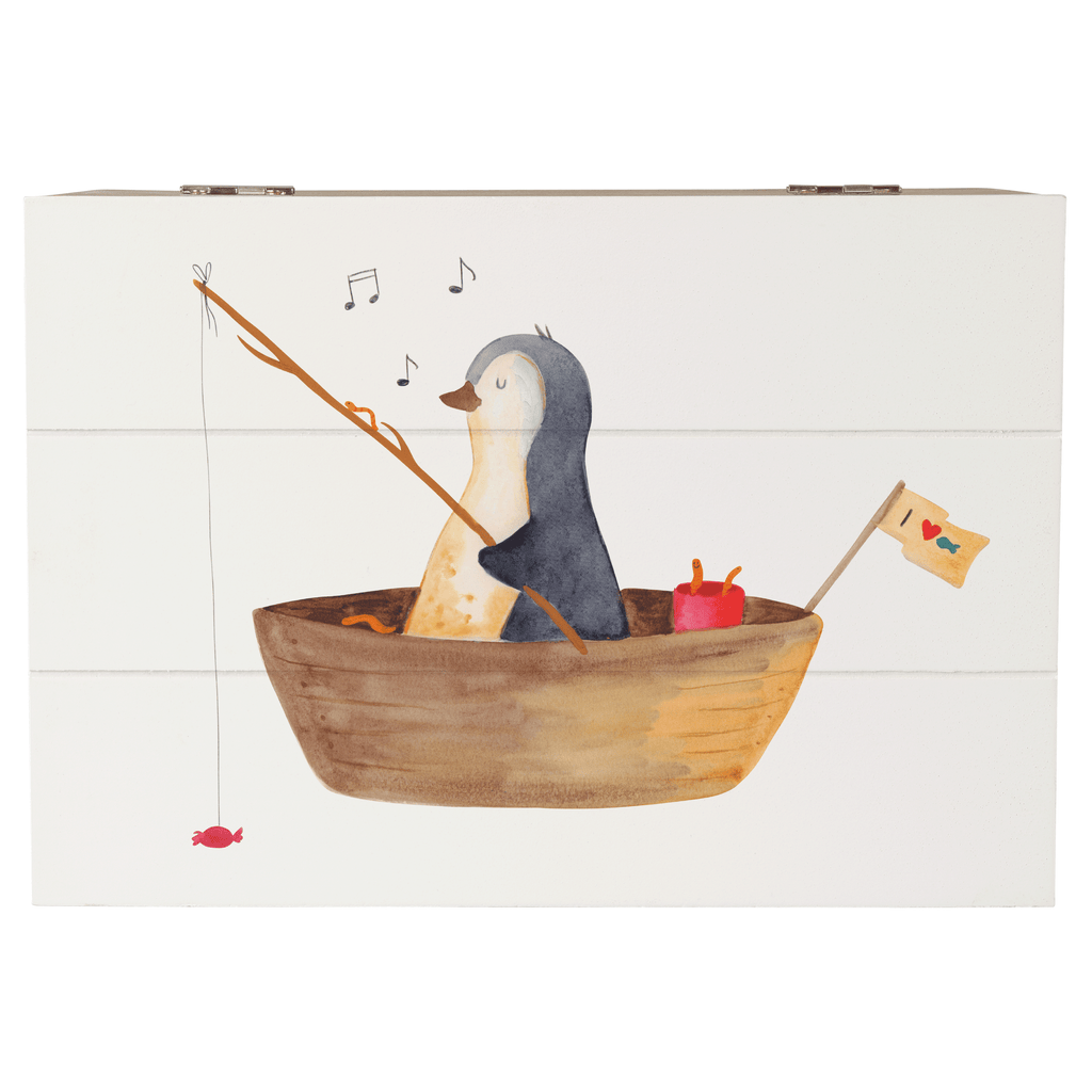Holzkiste Pinguin Angelboot Holzkiste, Kiste, Schatzkiste, Truhe, Schatulle, XXL, Erinnerungsbox, Erinnerungskiste, Dekokiste, Aufbewahrungsbox, Pinguin, Pinguine, Angeln, Boot, Angelboot, Lebenslust, Leben, genießen, Motivation, Neustart, Neuanfang, Trennung, Scheidung, Geschenkidee Liebeskummer