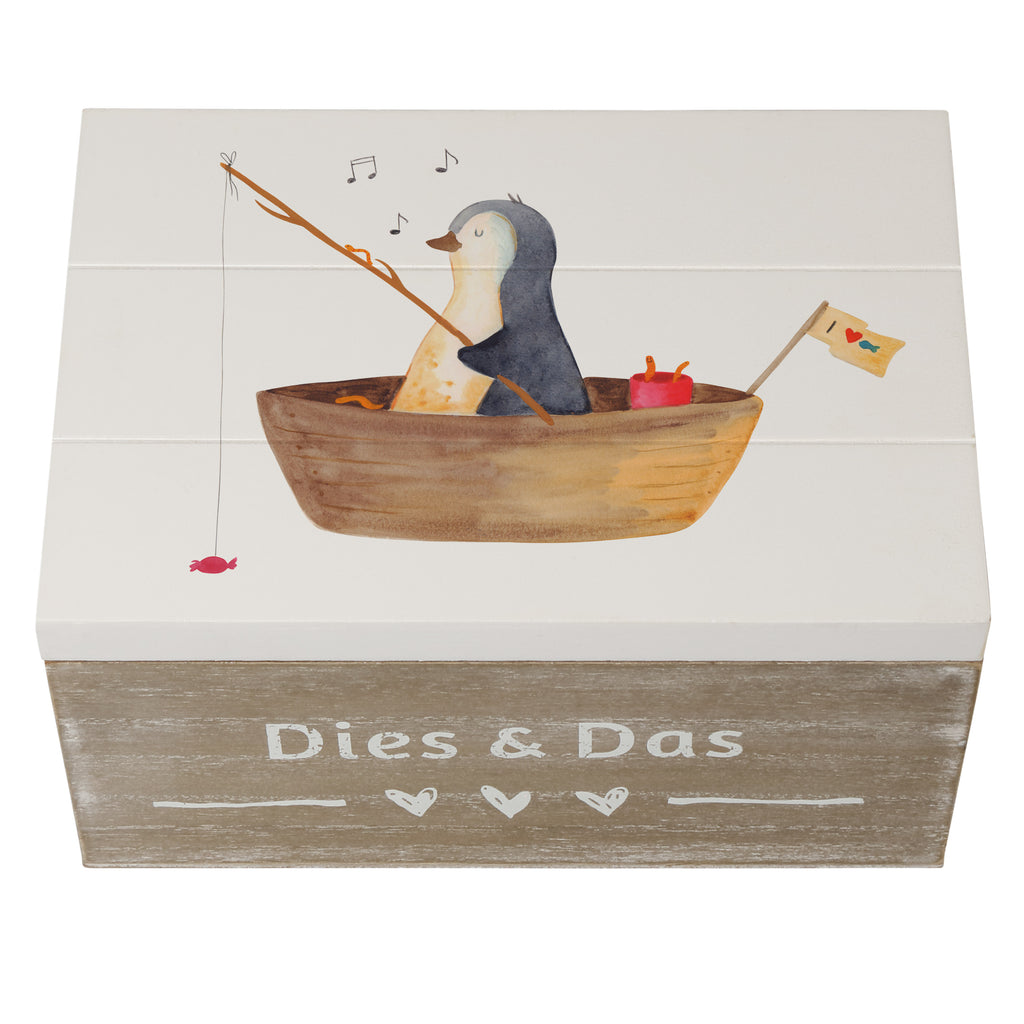 Holzkiste Pinguin Angelboot Holzkiste, Kiste, Schatzkiste, Truhe, Schatulle, XXL, Erinnerungsbox, Erinnerungskiste, Dekokiste, Aufbewahrungsbox, Pinguin, Pinguine, Angeln, Boot, Angelboot, Lebenslust, Leben, genießen, Motivation, Neustart, Neuanfang, Trennung, Scheidung, Geschenkidee Liebeskummer