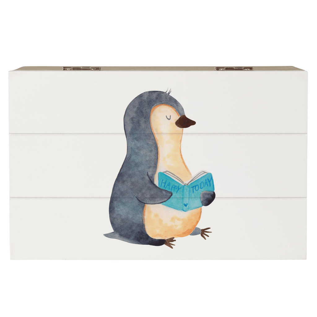 Holzkiste Pinguin Buch Holzkiste, Kiste, Schatzkiste, Truhe, Schatulle, XXL, Erinnerungsbox, Erinnerungskiste, Dekokiste, Aufbewahrungsbox, Pinguin, Pinguine, Buch, Lesen, Bücherwurm, Nichtstun, Faulenzen, Ferien, Urlaub, Freizeit
