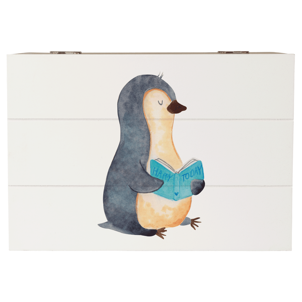 Holzkiste Pinguin Buch Holzkiste, Kiste, Schatzkiste, Truhe, Schatulle, XXL, Erinnerungsbox, Erinnerungskiste, Dekokiste, Aufbewahrungsbox, Pinguin, Pinguine, Buch, Lesen, Bücherwurm, Nichtstun, Faulenzen, Ferien, Urlaub, Freizeit