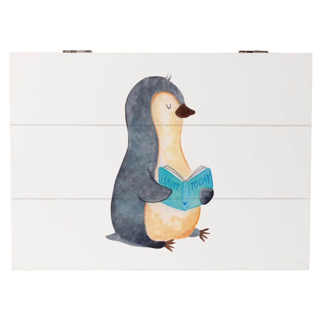 Holzkiste Pinguin Buch Holzkiste, Kiste, Schatzkiste, Truhe, Schatulle, XXL, Erinnerungsbox, Erinnerungskiste, Dekokiste, Aufbewahrungsbox, Pinguin, Pinguine, Buch, Lesen, Bücherwurm, Nichtstun, Faulenzen, Ferien, Urlaub, Freizeit
