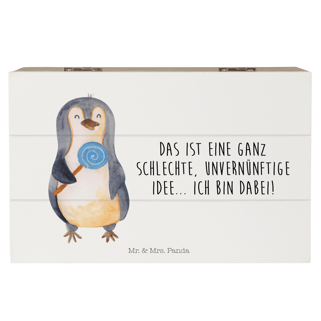 Holzkiste Pinguin Lolli Holzkiste, Kiste, Schatzkiste, Truhe, Schatulle, XXL, Erinnerungsbox, Erinnerungskiste, Dekokiste, Aufbewahrungsbox, Pinguin, Pinguine, Lolli, Süßigkeiten, Blödsinn, Spruch, Rebell, Gauner, Ganove, Rabauke
