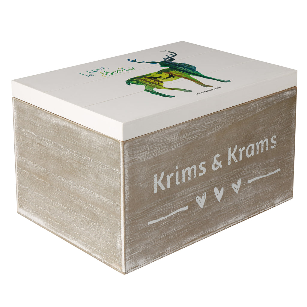 Holzkiste Hirsch I love the woods Wald, woods, Hirsch,  Holzkiste, Kiste, Schatzkiste, Truhe, Schatulle, XXL,  Erinnerungsbox, Erinnerungskiste, Dekokiste, Aufbewahrungsbox  Blumen Deko, Frühlings Deko, Sommer Deko, Dekoration, positive Botschaft, Naturliebhaber, Outdoor, Natur, Abenteuer