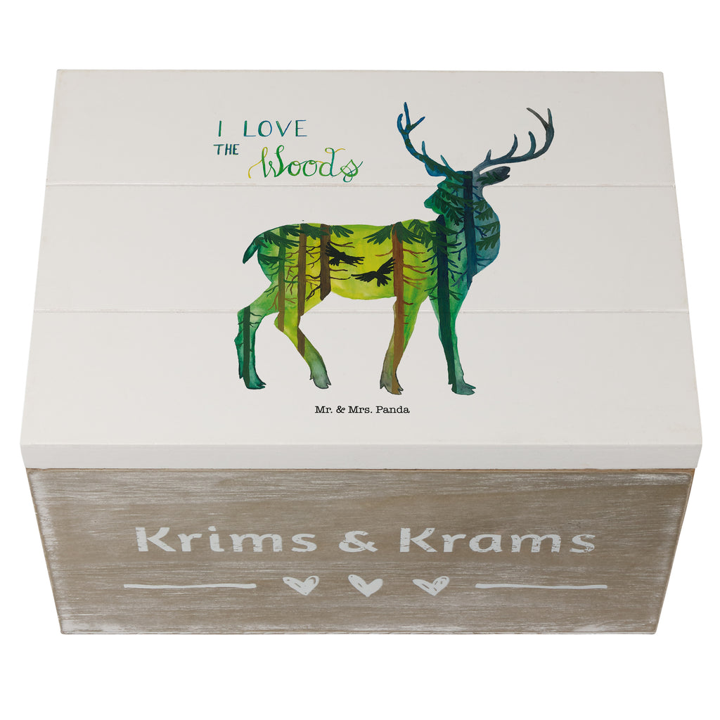 Holzkiste Hirsch I love the woods Wald, woods, Hirsch,  Holzkiste, Kiste, Schatzkiste, Truhe, Schatulle, XXL,  Erinnerungsbox, Erinnerungskiste, Dekokiste, Aufbewahrungsbox  Blumen Deko, Frühlings Deko, Sommer Deko, Dekoration, positive Botschaft, Naturliebhaber, Outdoor, Natur, Abenteuer