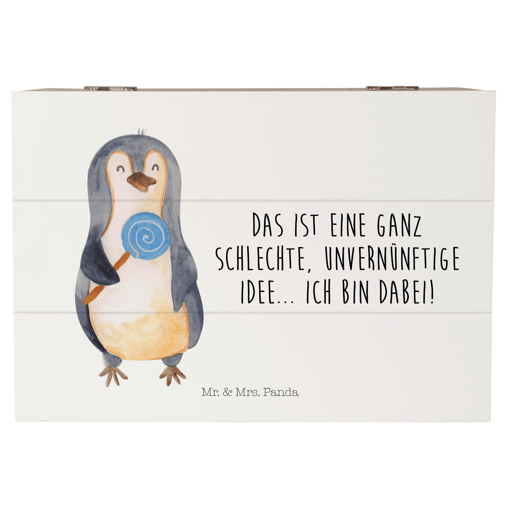 Holzkiste Pinguin Lolli Holzkiste, Kiste, Schatzkiste, Truhe, Schatulle, XXL, Erinnerungsbox, Erinnerungskiste, Dekokiste, Aufbewahrungsbox, Pinguin, Pinguine, Lolli, Süßigkeiten, Blödsinn, Spruch, Rebell, Gauner, Ganove, Rabauke