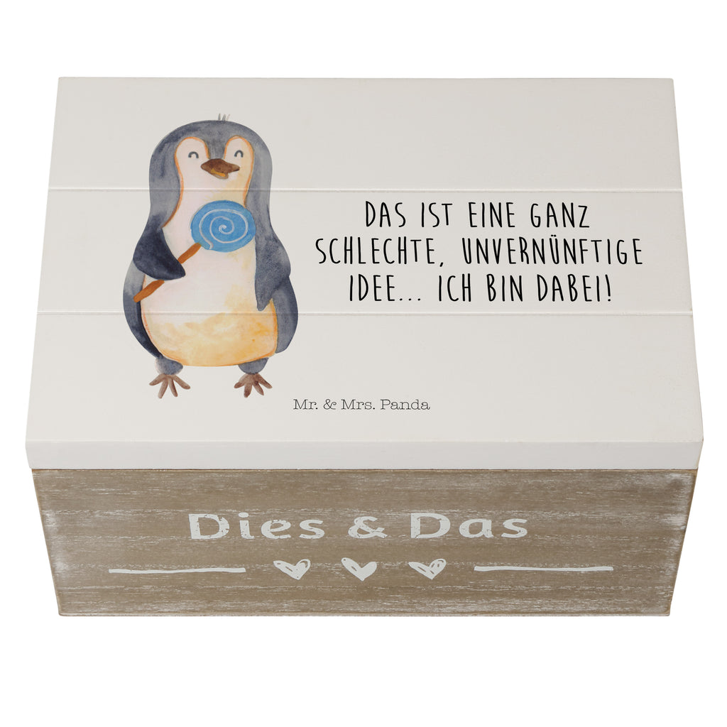 Holzkiste Pinguin Lolli Holzkiste, Kiste, Schatzkiste, Truhe, Schatulle, XXL, Erinnerungsbox, Erinnerungskiste, Dekokiste, Aufbewahrungsbox, Pinguin, Pinguine, Lolli, Süßigkeiten, Blödsinn, Spruch, Rebell, Gauner, Ganove, Rabauke
